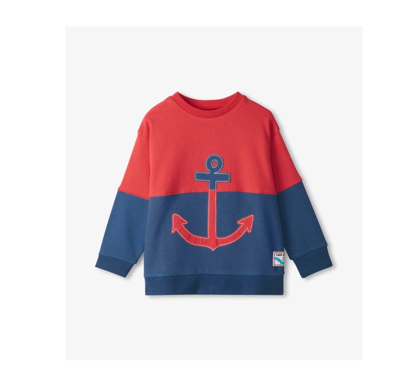 color block anchor pull over sweatshirt