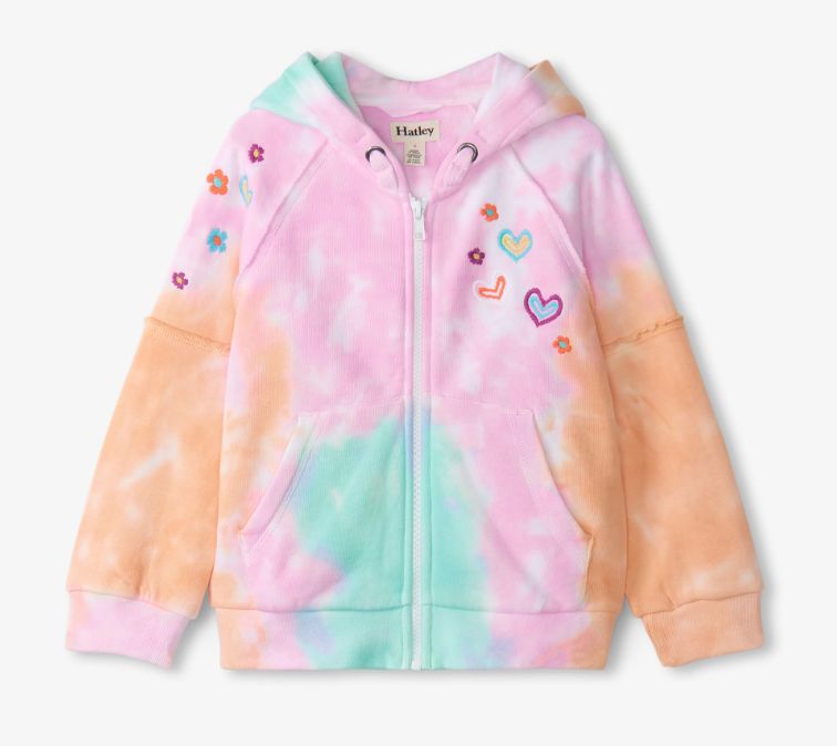 Summer Waves Tie Dye Raw Edged Hoody