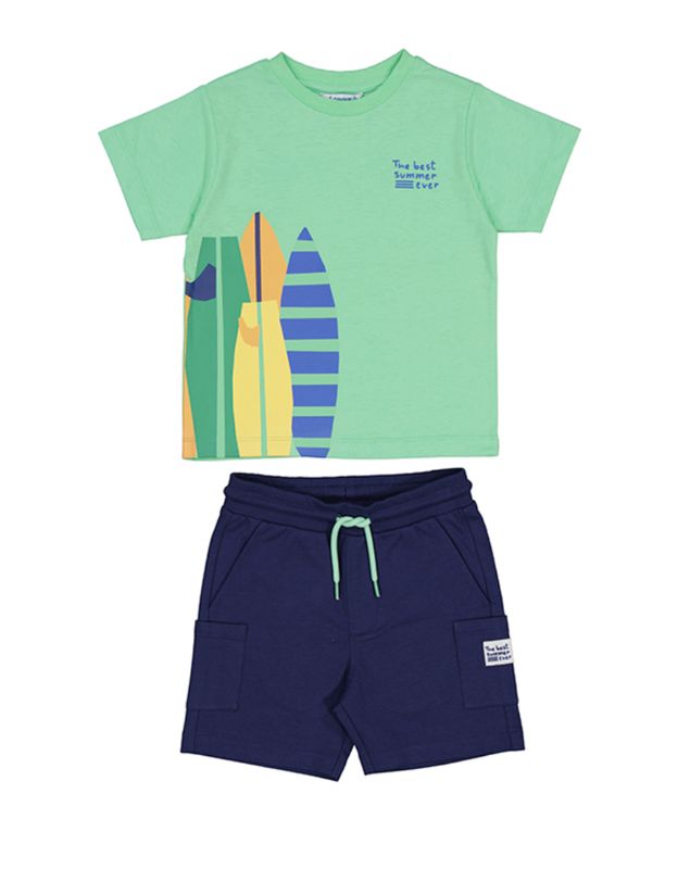 3603 Green Surfboard Tee &amp; Short Knit Set
