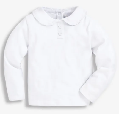 Plain Peter Pan Long Sleeve Top  WHI612