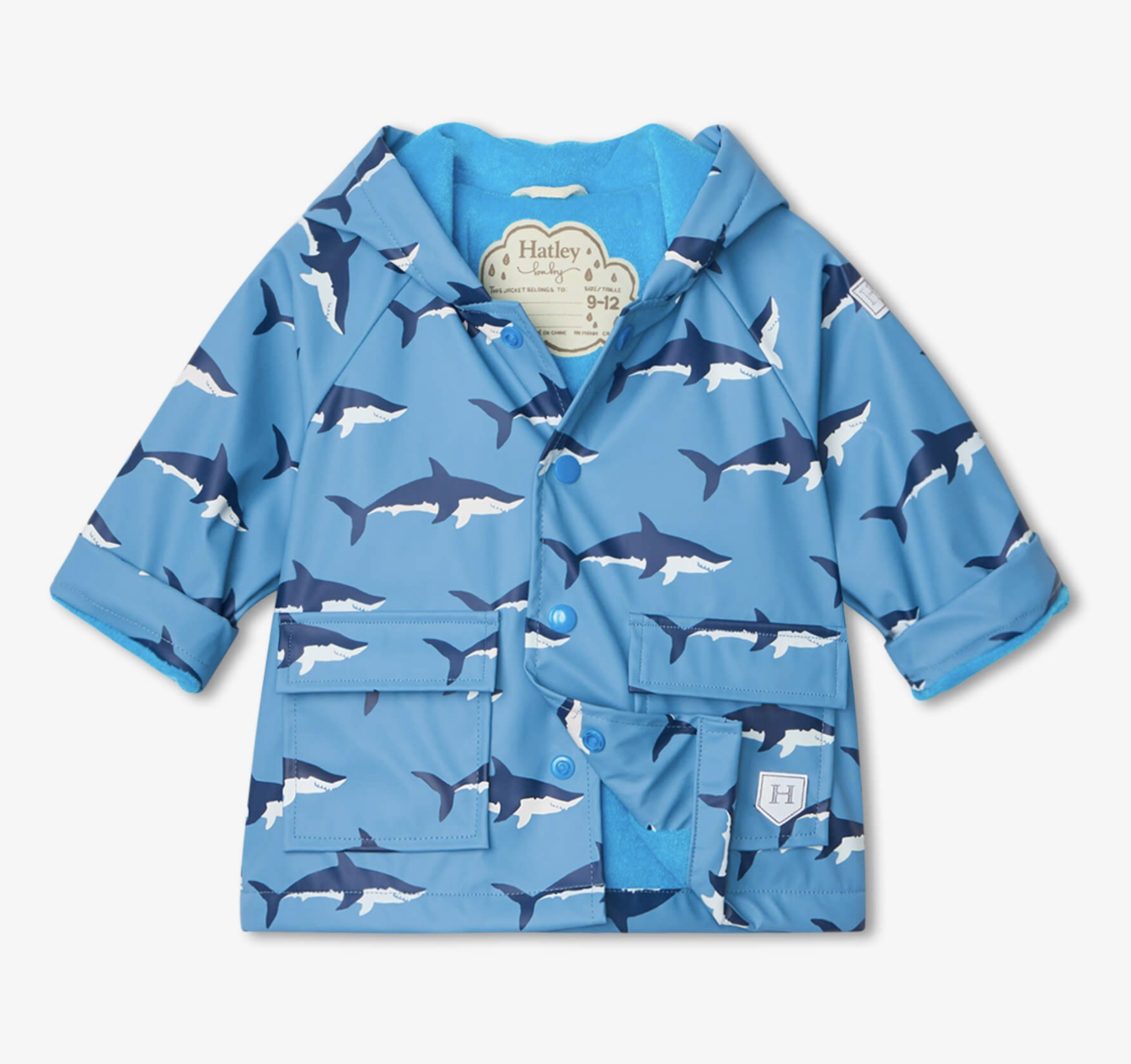 Swimming Sharks Colour Changing Baby Raincoat