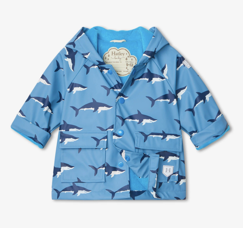 Swimming Sharks Colour Changing Baby Raincoat