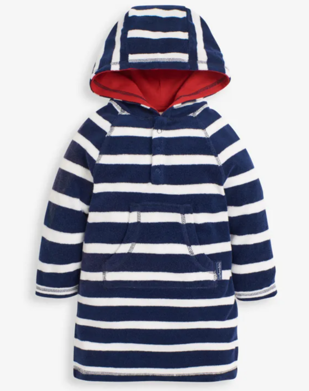 Navy Jojo Striped Hooded Coverup 