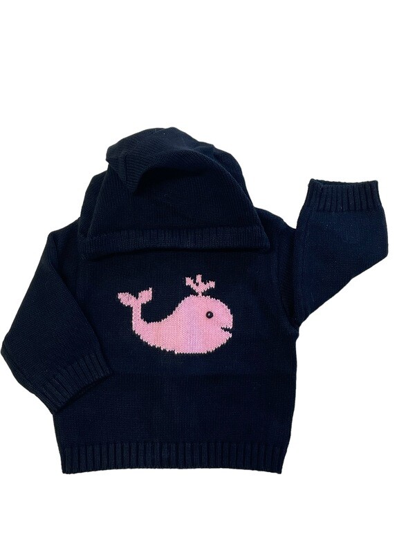 Zip Back Lobster/Whale Sweater