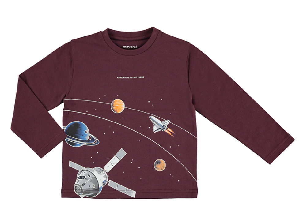 Glow in the dark space l/s tee maroon