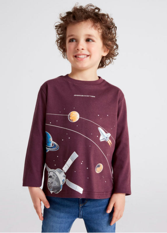 Glow in the dark space l/s tee maroon