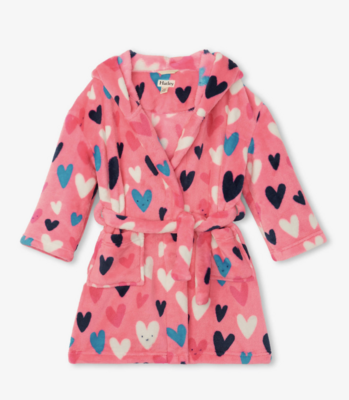 confetti hearts fleece robe