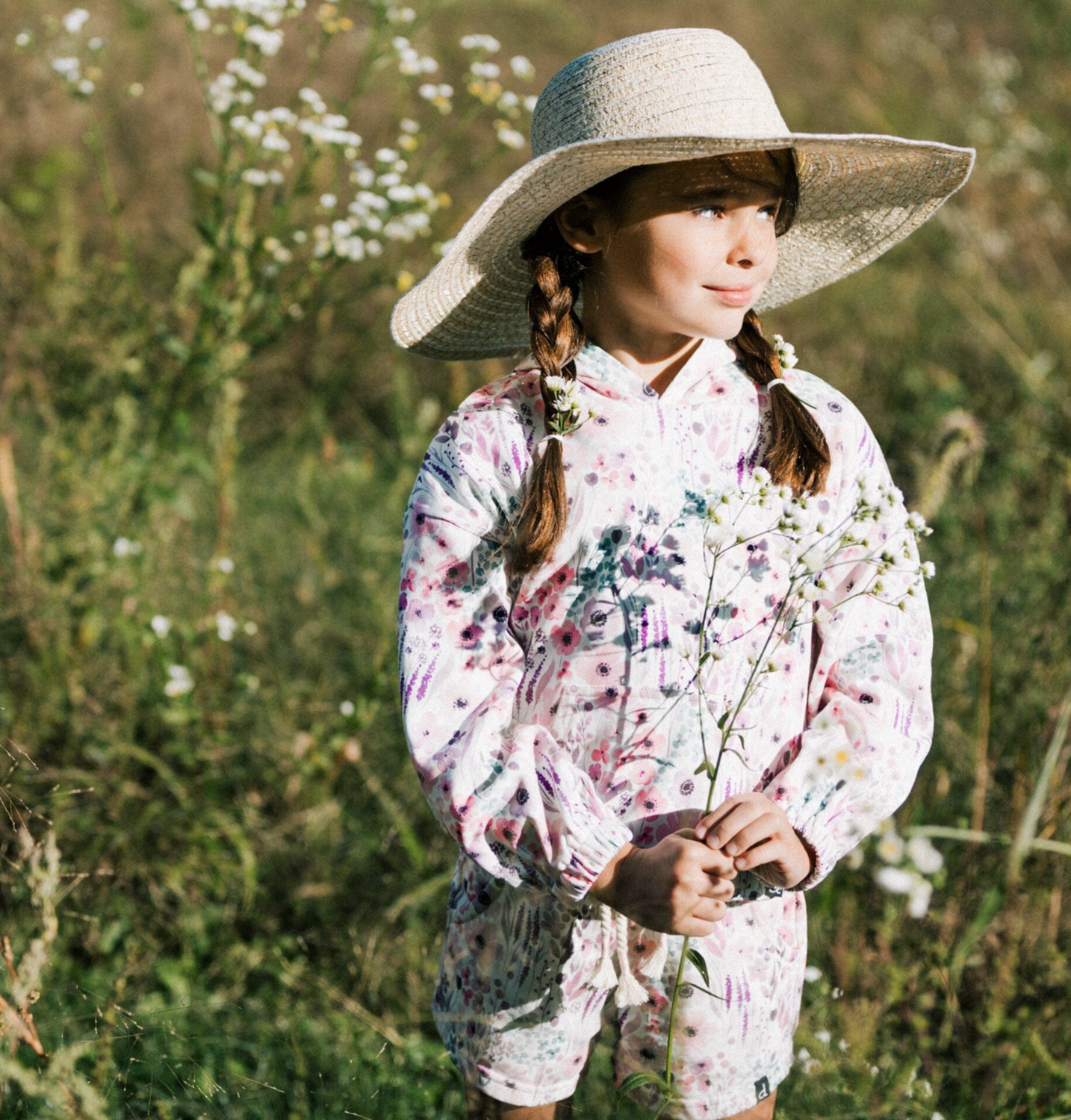 Watercolor flowers printed shorts w/pockets