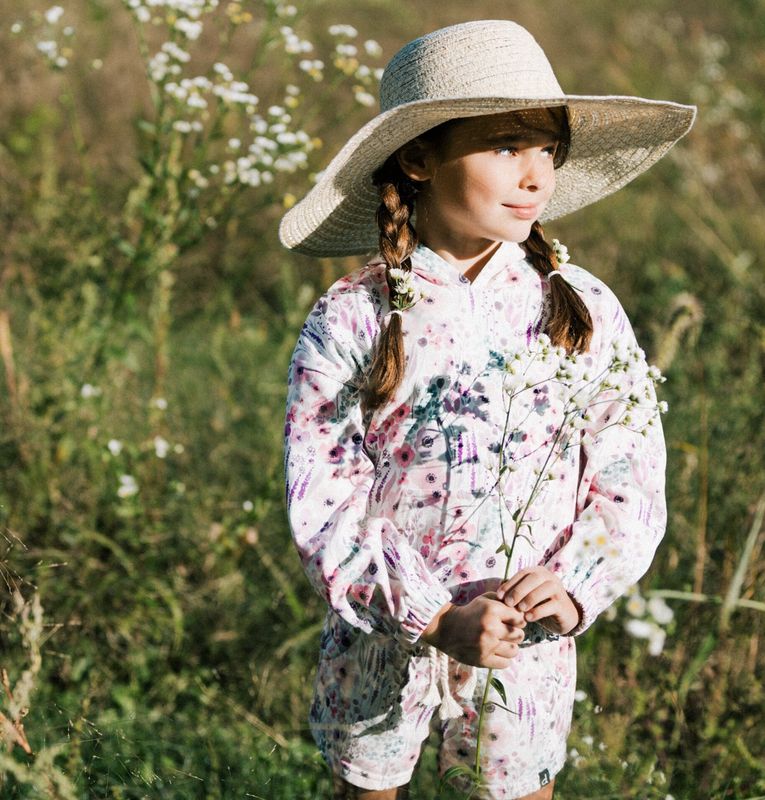 Watercolor flowers printed shorts w/pockets