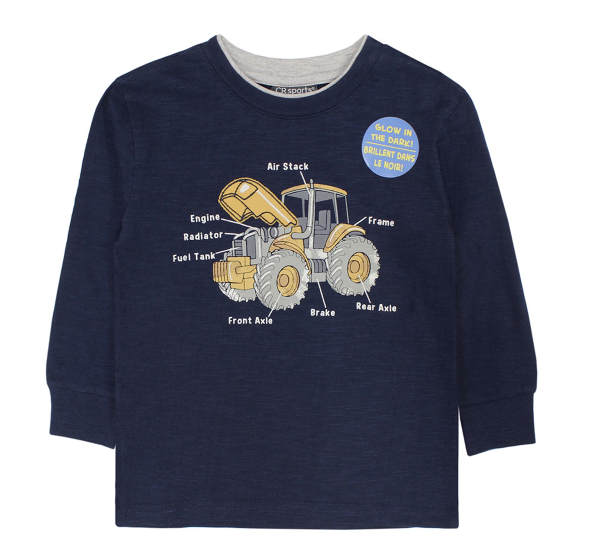 Print &amp; applique tractor tee navy