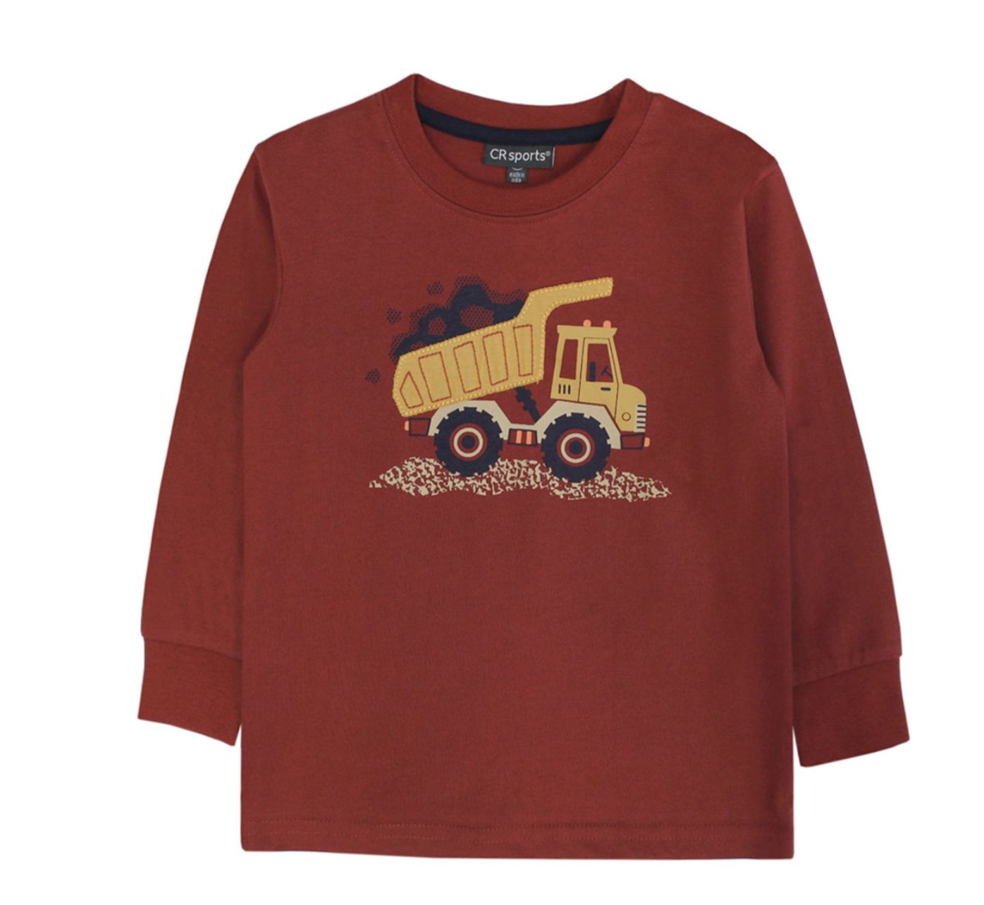 Dump truck print &amp; applique top brick