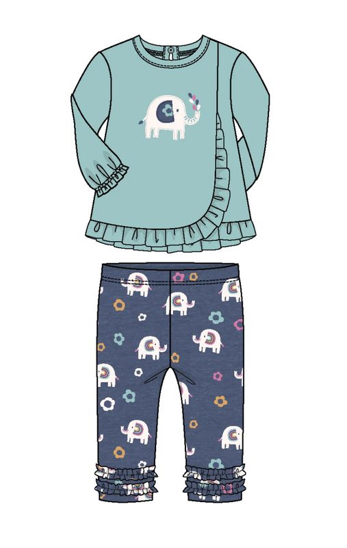 Tulip ruffle elephant applique top w/ leggings