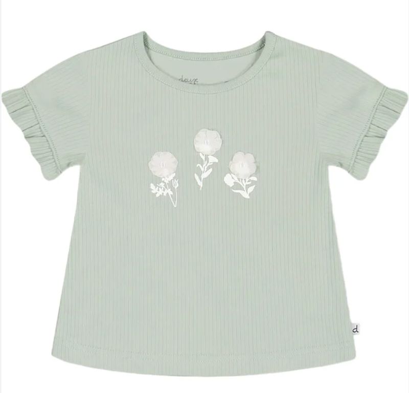 Frosty Green Rib top w/print