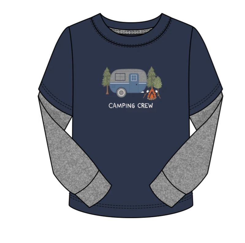 Camping Crew applique L/S tee Navy