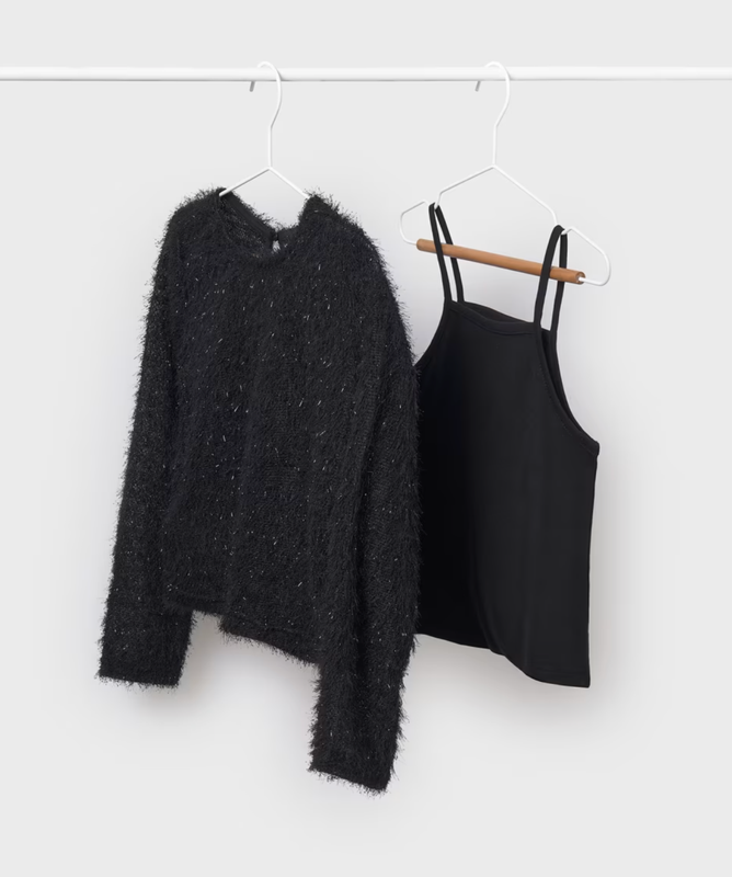 7006 Black Metallic L/S Shirt
