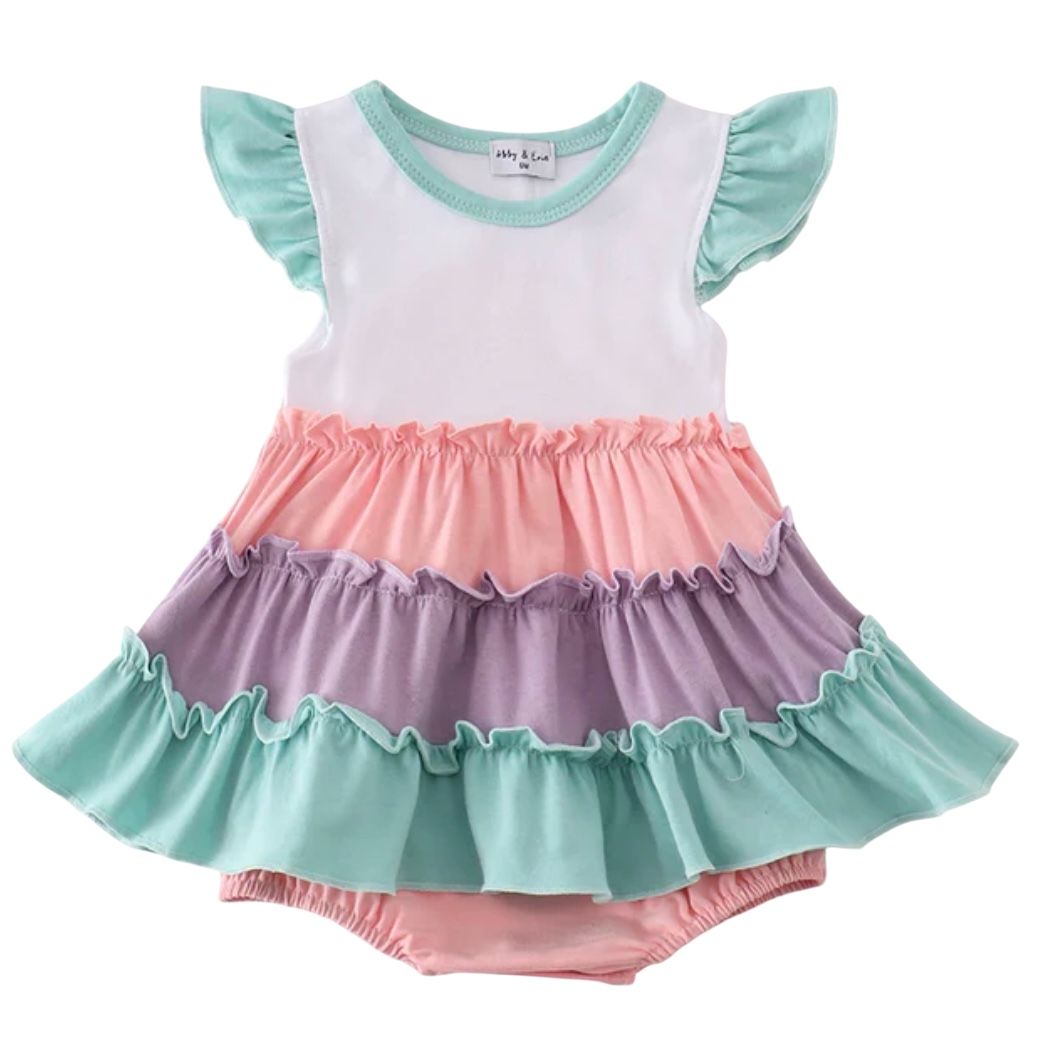 Multicolored tiered dress