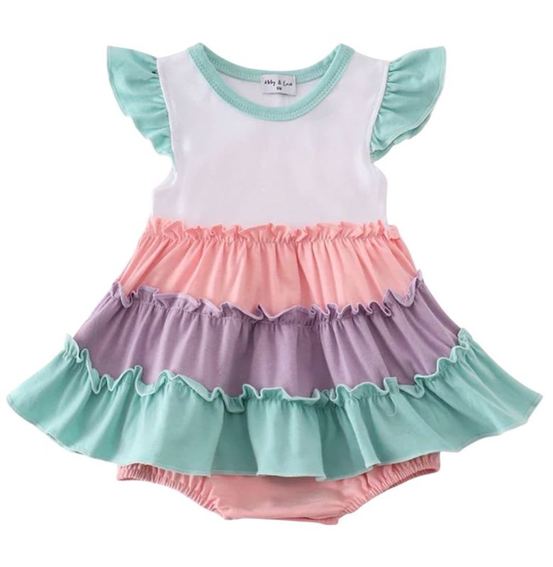 Multicolored tiered dress