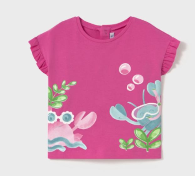 1048 Fucsia  S/S Printed Tee 