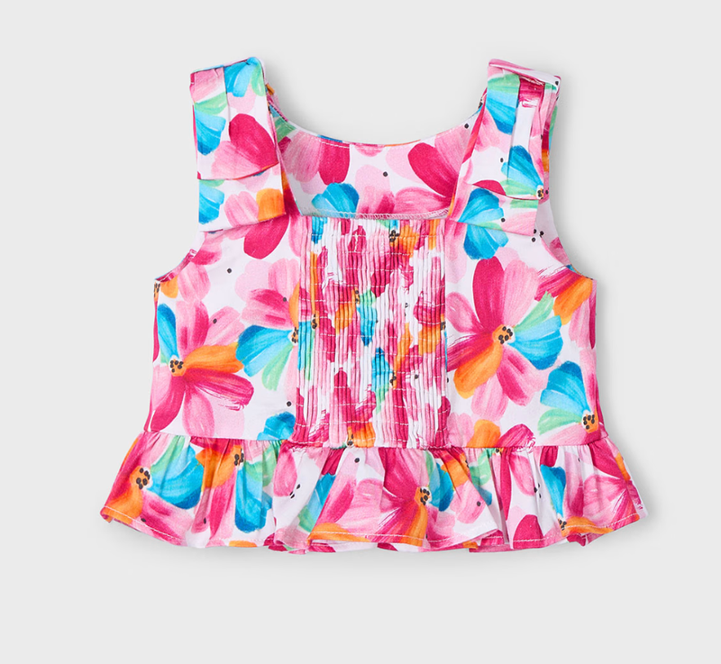 3023 fuchsia print peplum top