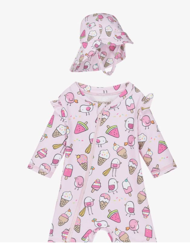 1619 Ice Cream Bathing Bodysuit w/ hat