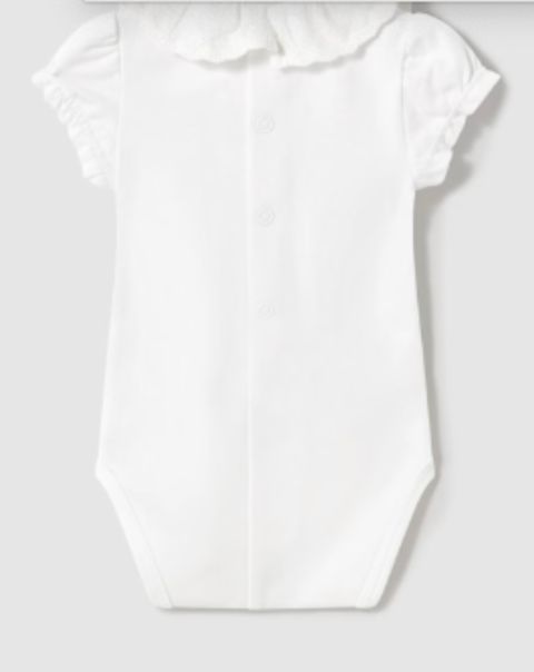1757 s/s white body suit eyelet collar