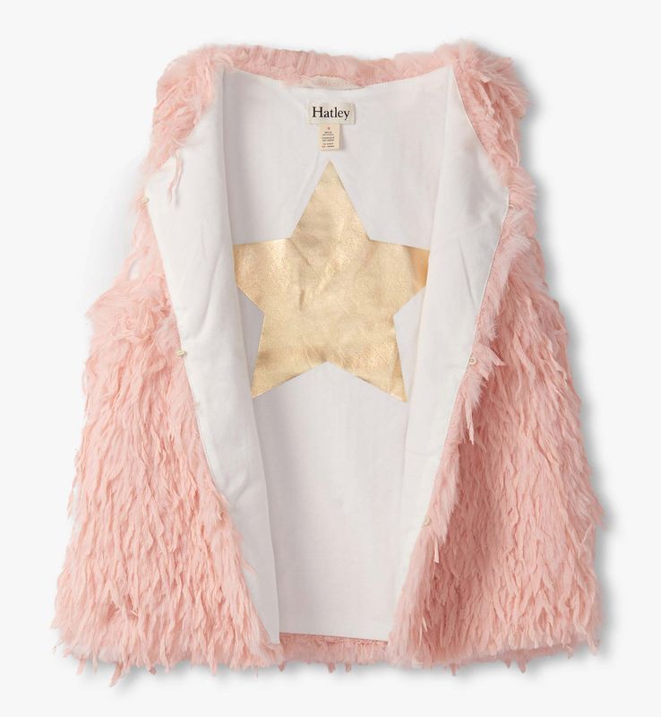 Pale pink feather faux fur vest