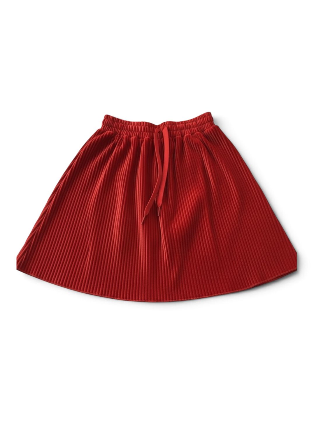 Chex Red Pleated Velour Skirt