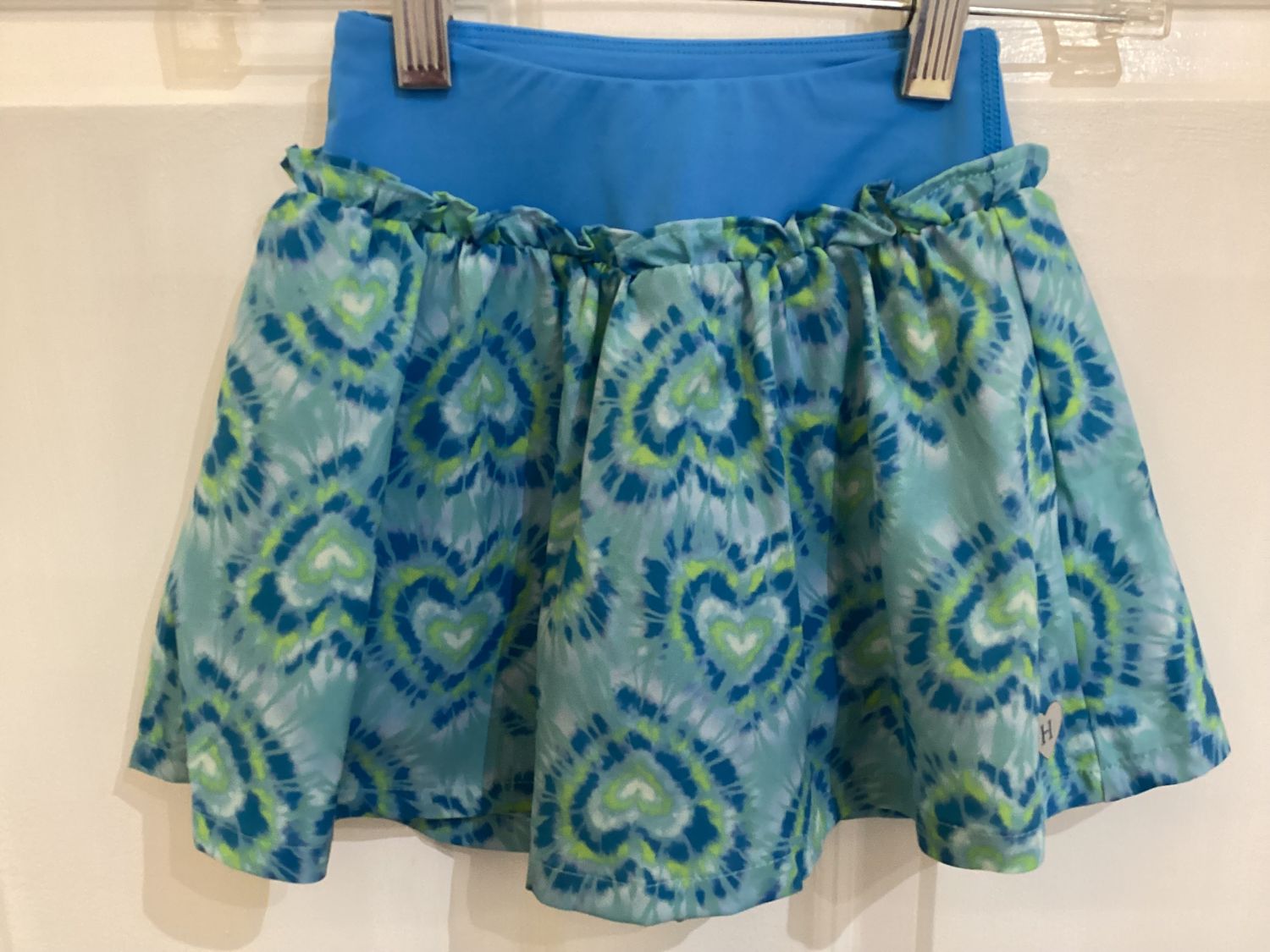 Blue Candy Hearts Ruffle Skort