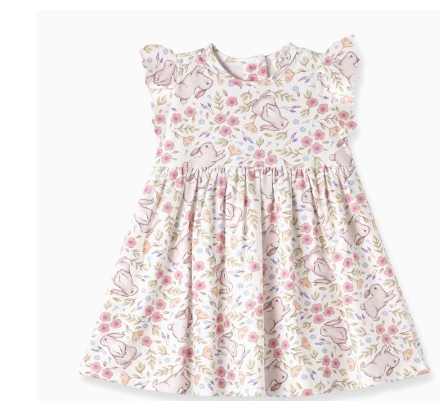 Bunny Blooms Flutter Sleeve Dress