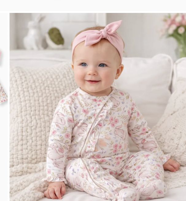 Bunny Blooms L/S Footed Romper