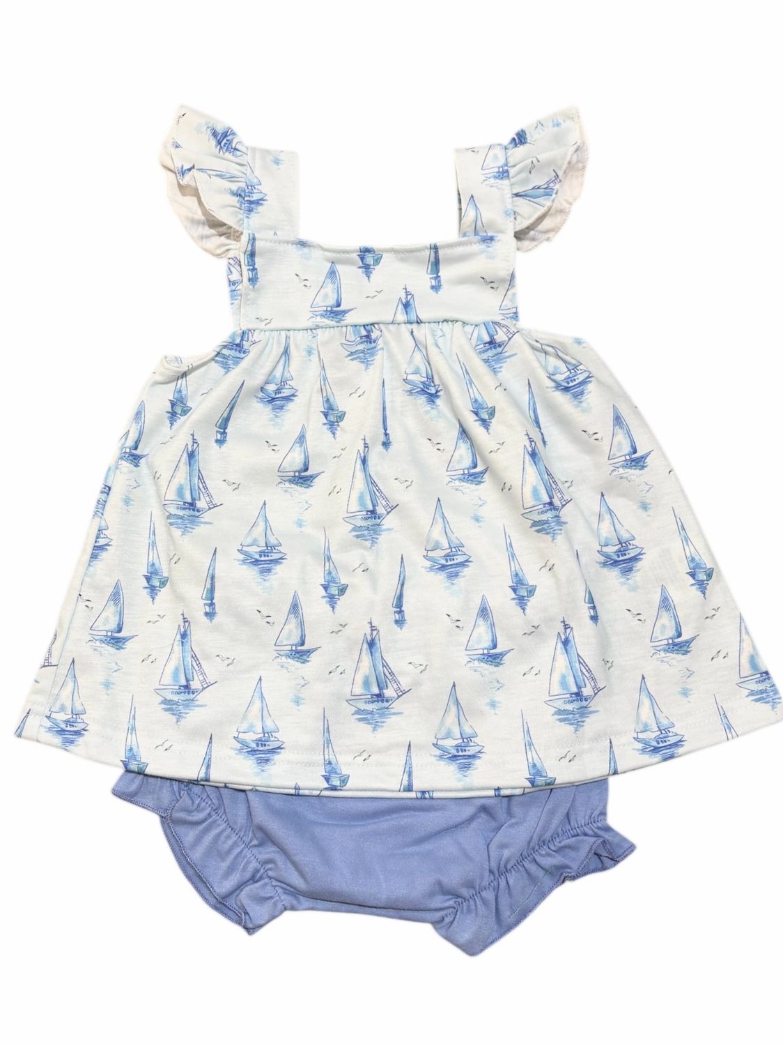 Blue Sailboat Print Bloomer Set