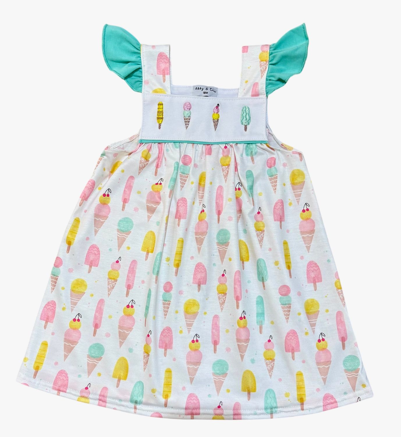 Mint Ice Cream Embroidery Dress