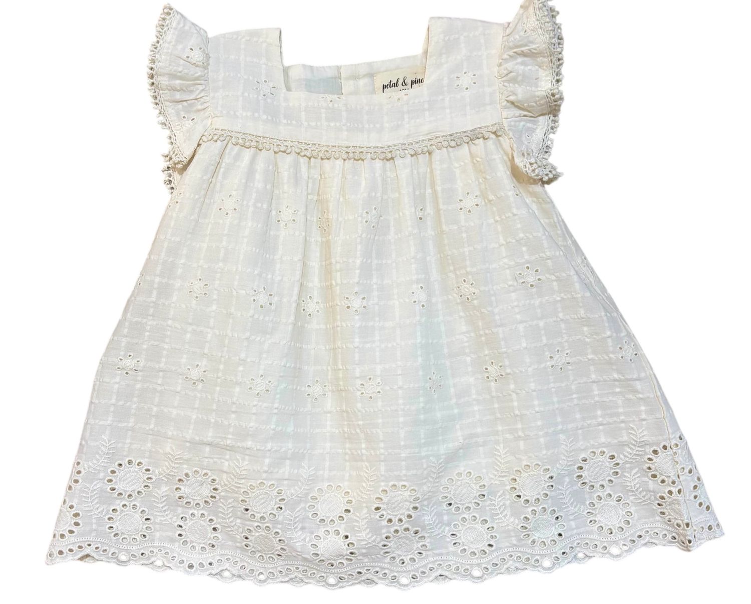 White Lace Flutter Sleeve Dress