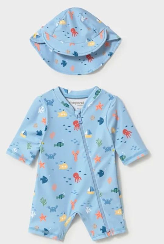 1620 one piece bathing suit w/hat set