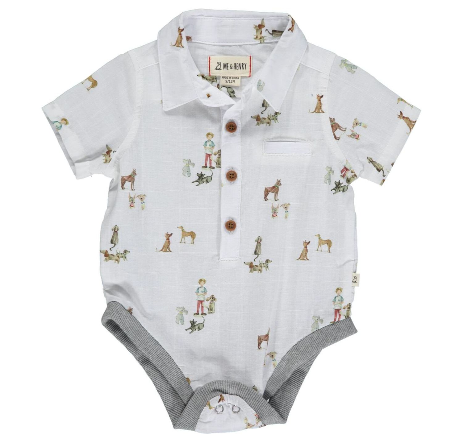 Me &amp; Henry collared button down onesie