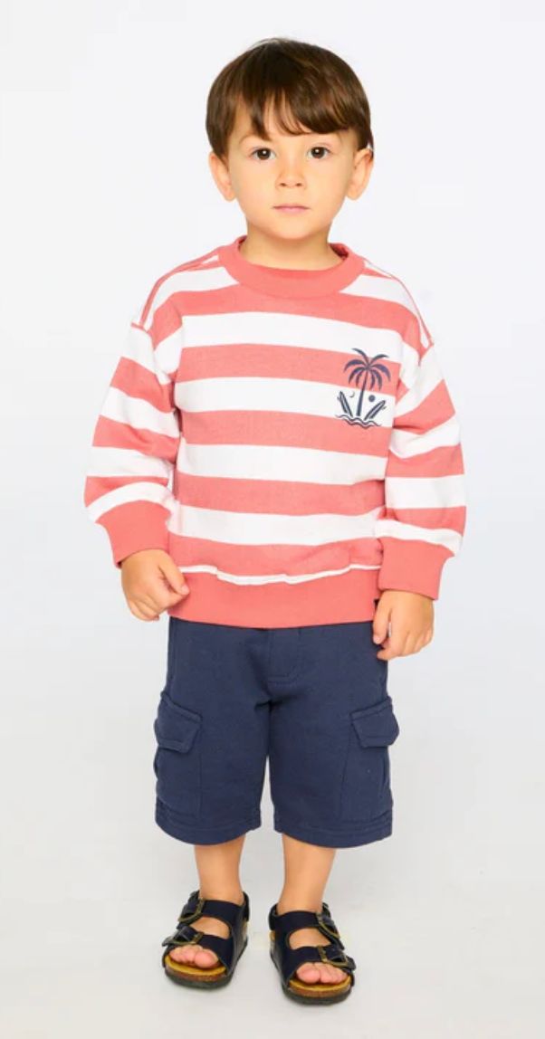H30T30 French Terry Sweatshirt w/Red Stripes