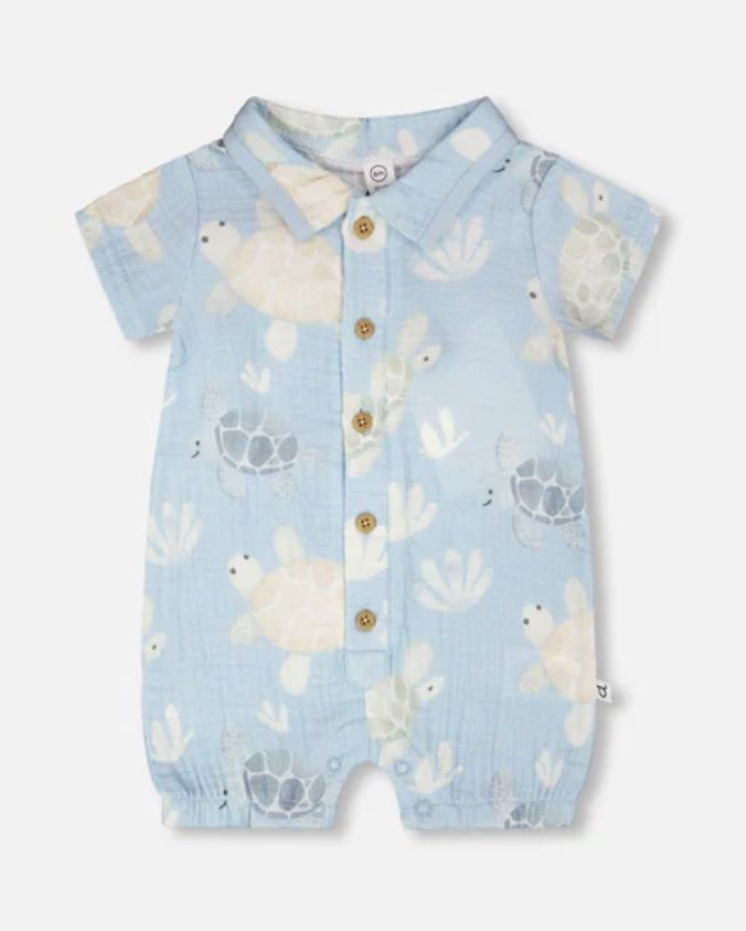 H30D41 Muslin Romper- Turtles