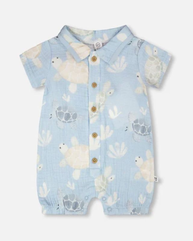 H30D41 Muslin Romper- Turtles