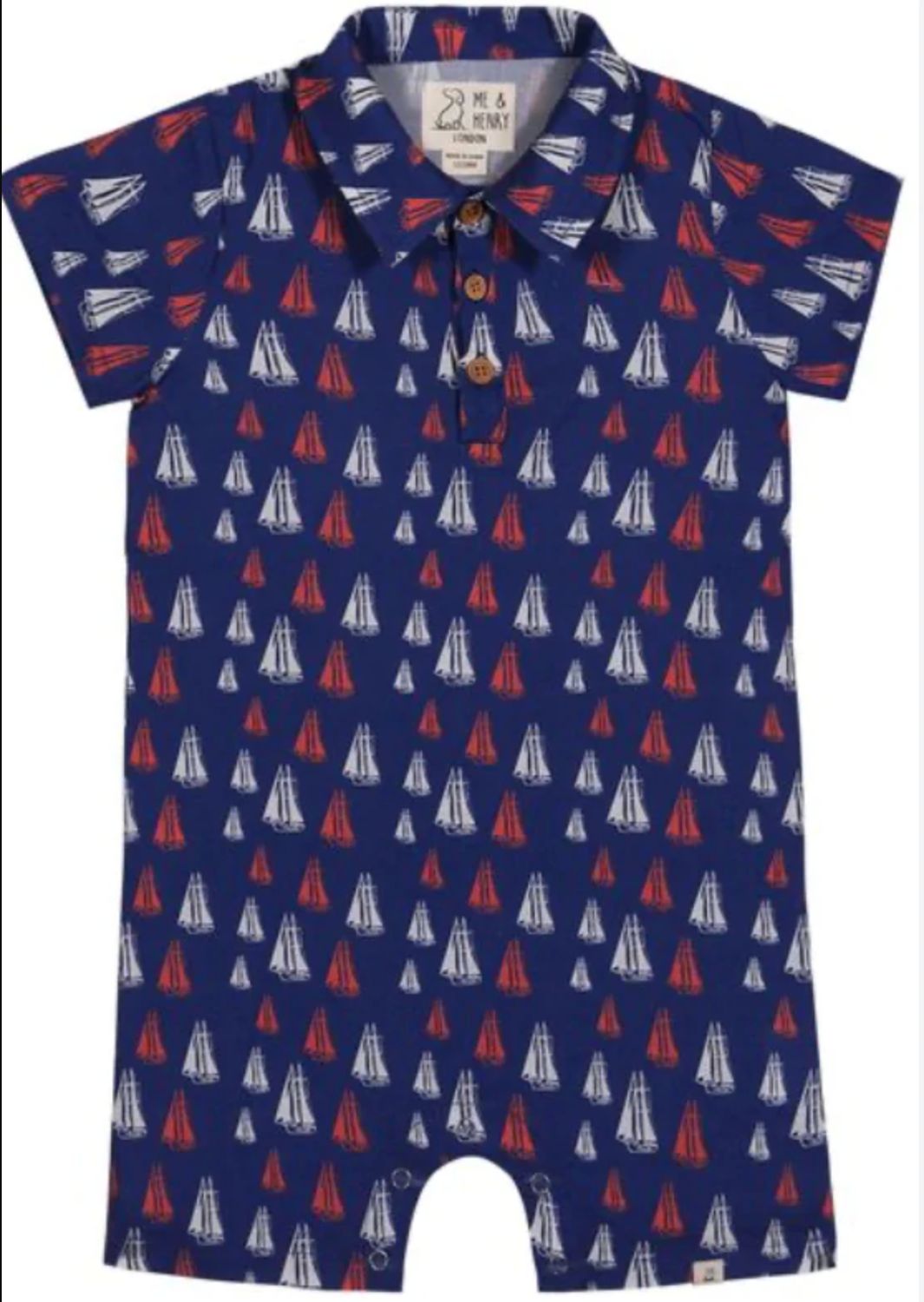 HB1805 Molokai Printed Woven Romper- Sailboats