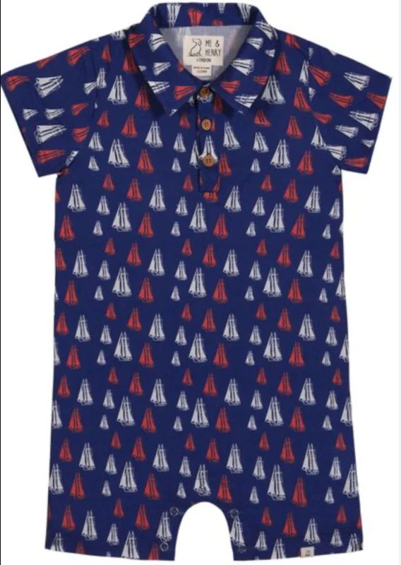HB1805 Molokai Printed Woven Romper- Sailboats