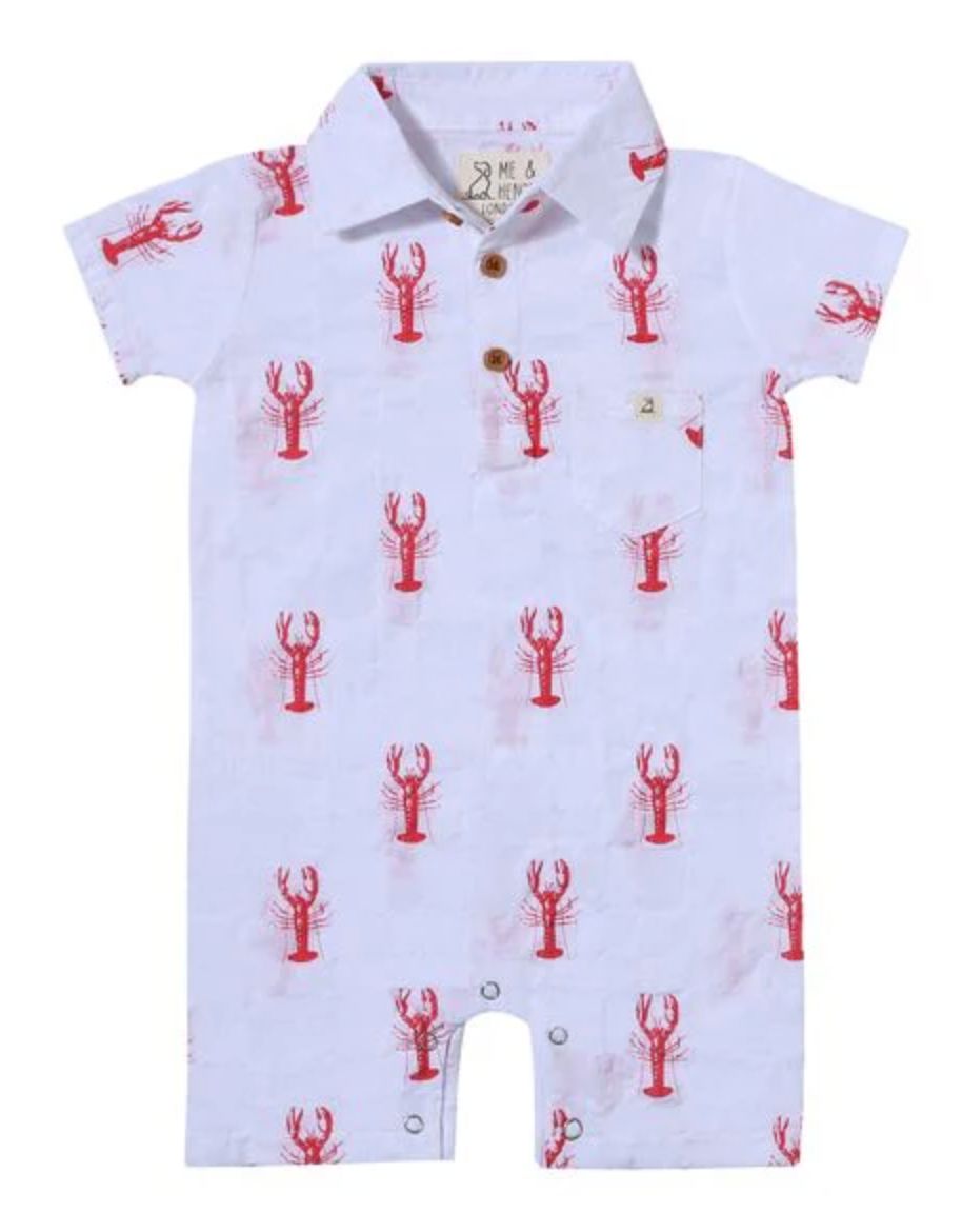 HB1406 Molokai Printed 100% Cotton Romper-Lobsters