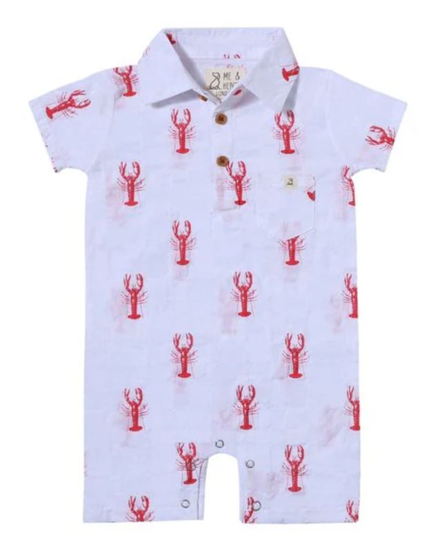 HB1406 Molokai Printed 100% Cotton Romper-Lobsters