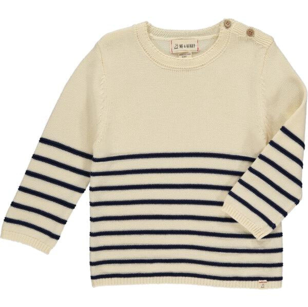 Breton Toddler Sweater Cream w/ Navy Stripes