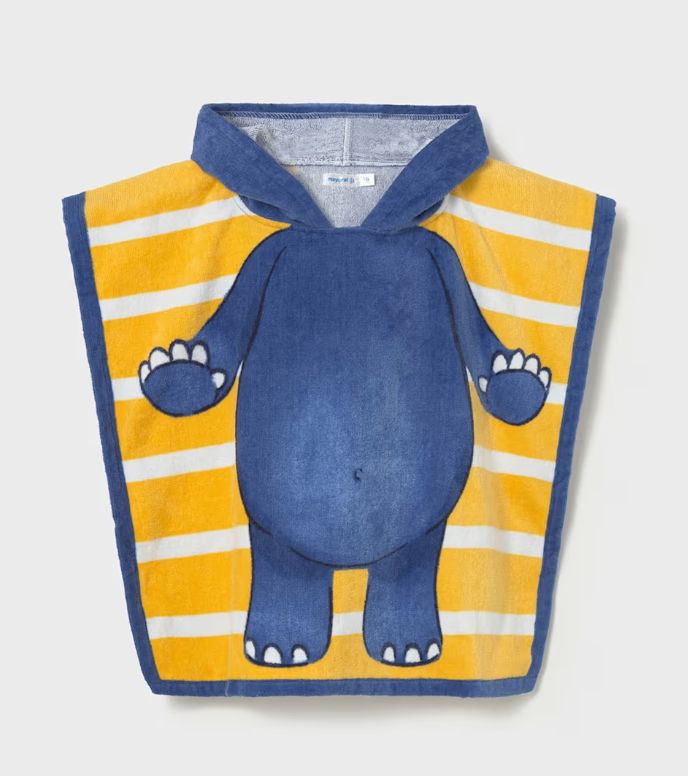 10164 hippo print hooded towel
