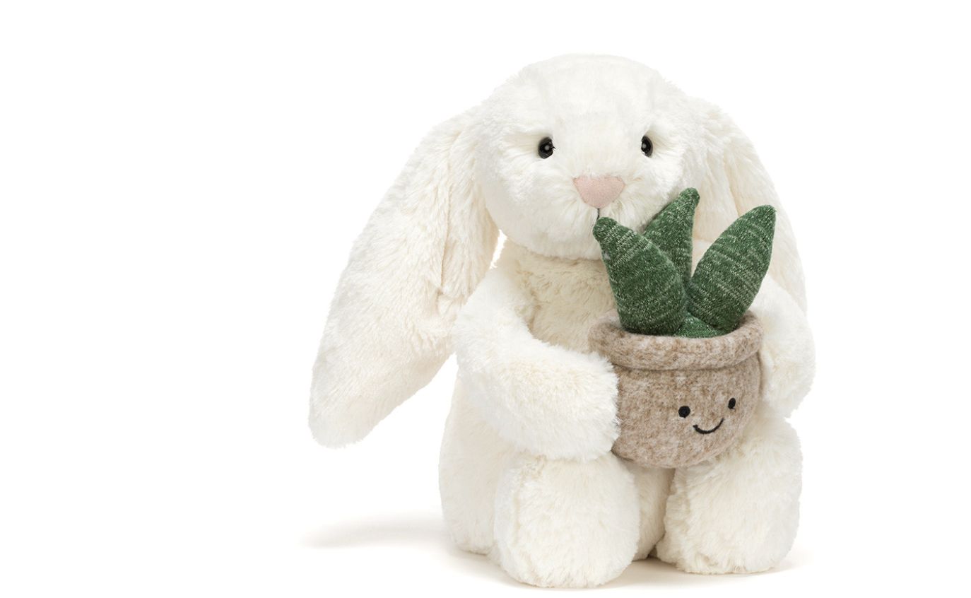 Cream Bunny w/ Plant