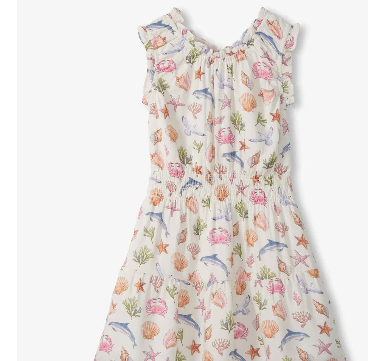 Vintage Sea Life Gathered Dress