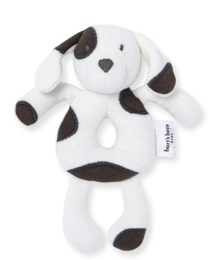 organic puppy plush baby rattle