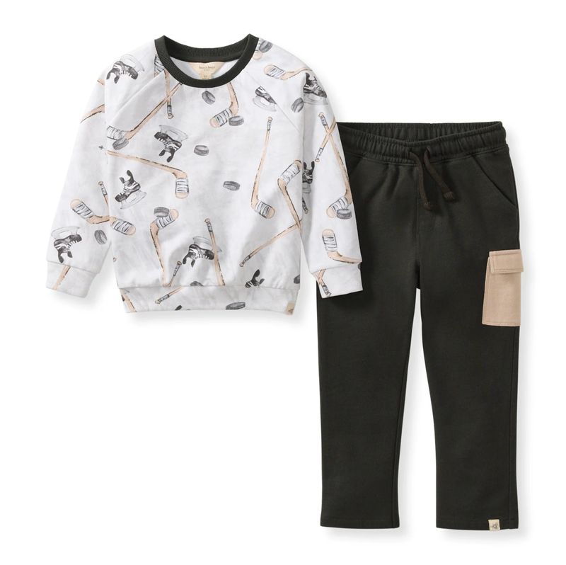 Hockey Season organic sweatshirt &amp; pant set