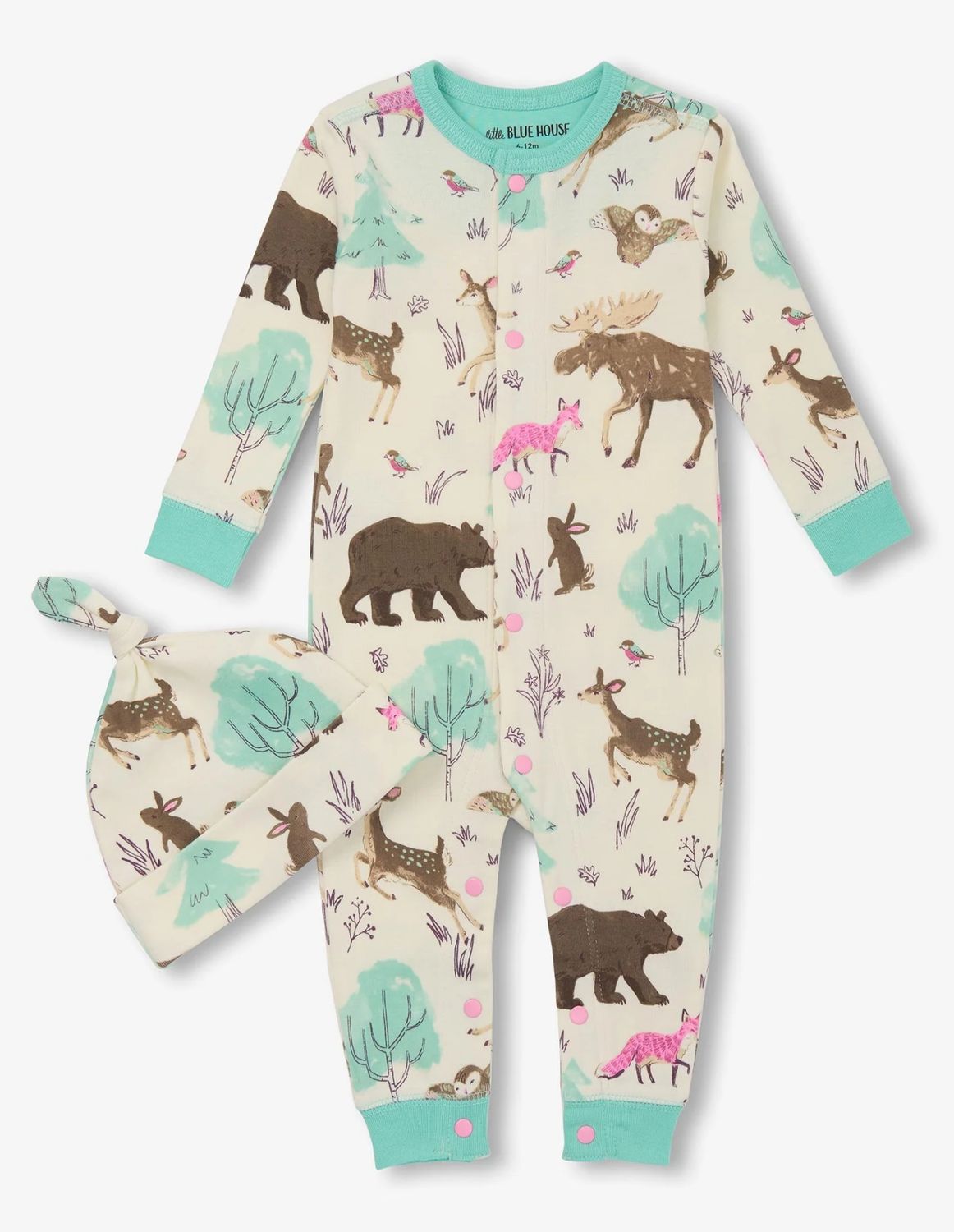 Forest Creatures Baby Coverall &amp; Hat
