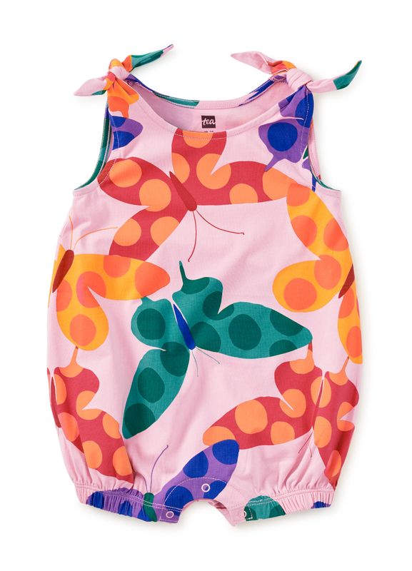 Tie Shoulder Baby Romper- Butterfly Spot